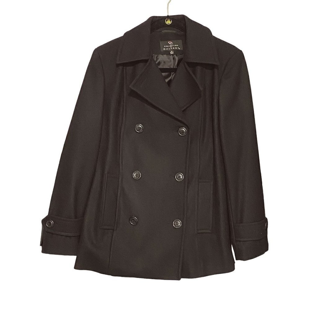 New Gallery Collection Vintage 90's Black Wool Double Breasted Peacoat Women's M